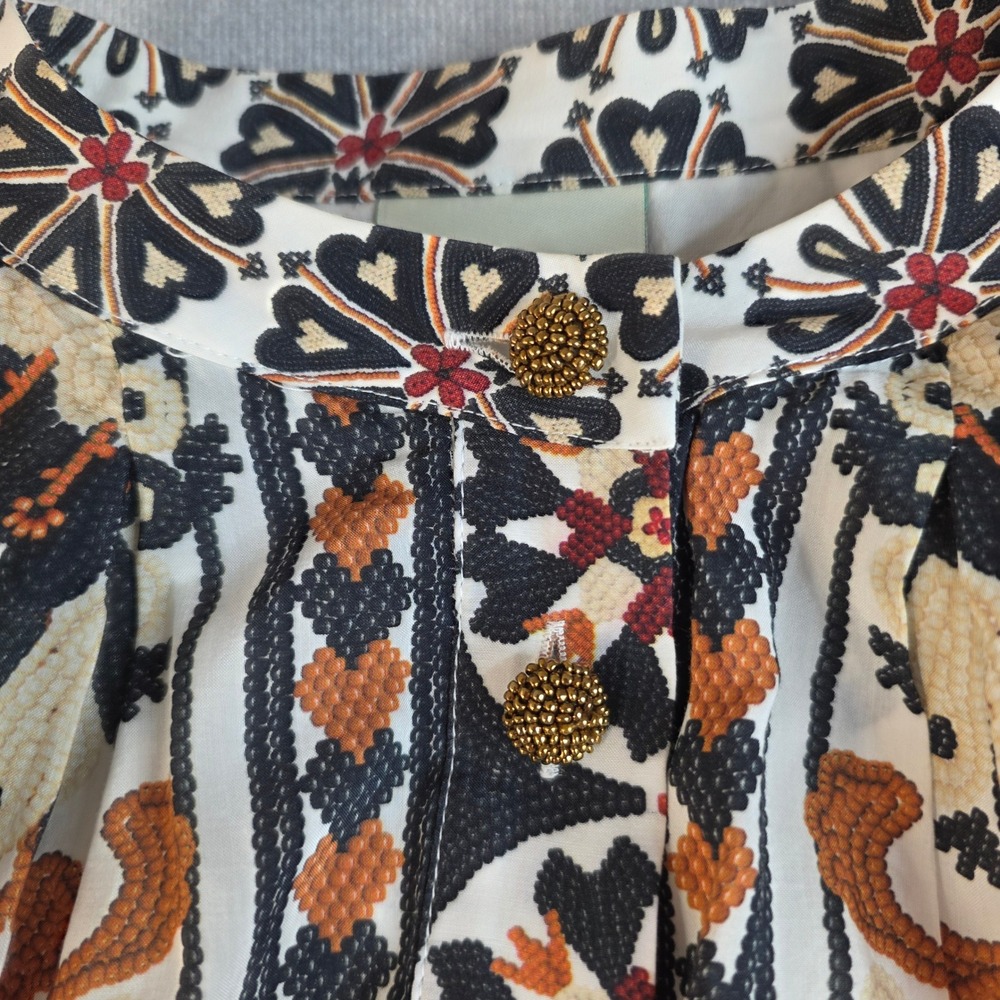 Farm Rio Mini Dress Womens Large Off White Multi Boho Tapestry Beaded Belt - Picture 4 of 12